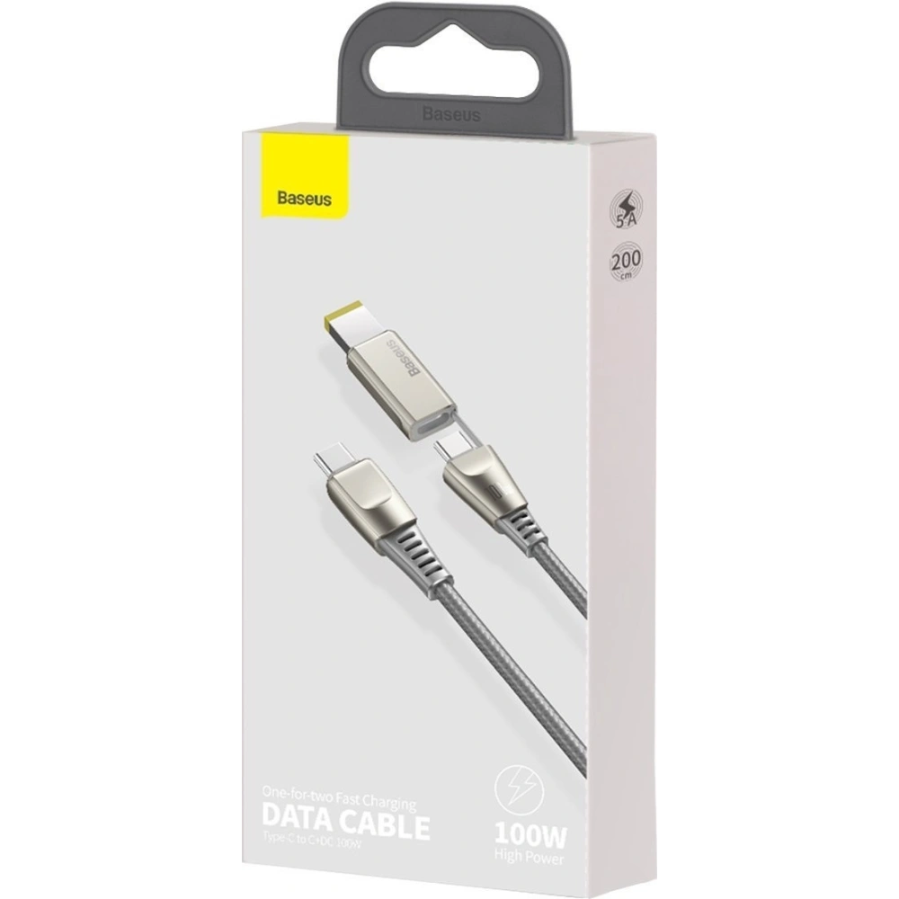 Kabel 2w1 Baseus Flash Series, USB-C do USB-C / wtyczka Lenovo, 100W, 2m (szary)