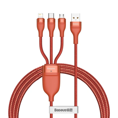 Kup Baseus 1.2m USB 3-in-1 Kabel Flash Series, USB-C + micro USB + Lightning, 40W, 5A, (orange) - BSU1896ORG - {ean13} - Sklep Home Screen