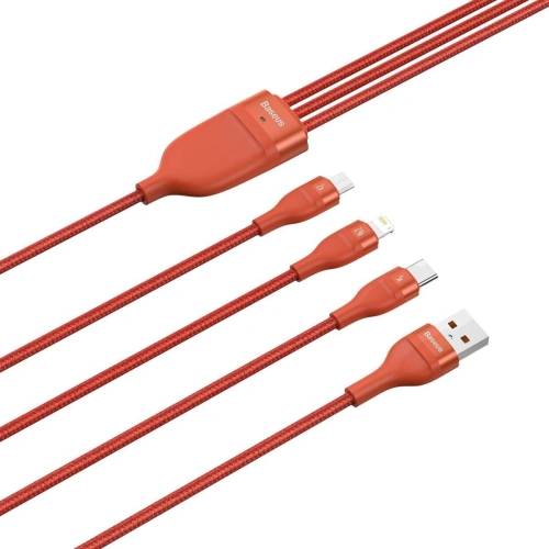 Buy 3in1 USB cable Baseus Flash Series, USB-C + micro USB + Lightning, 40W, 5A, 1.2m (orange) - BSU1896ORG - {ean13} - Home Screen Store Europe