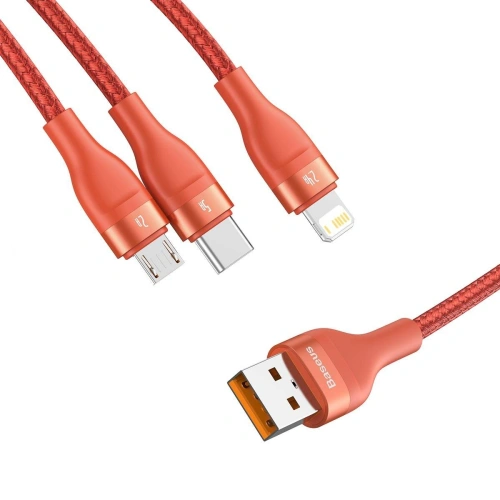 Kup Baseus 1.2m USB 3-in-1 Kabel Flash Series, USB-C + micro USB + Lightning, 40W, 5A, (orange) - BSU1896ORG - {ean13} - Sklep Home Screen