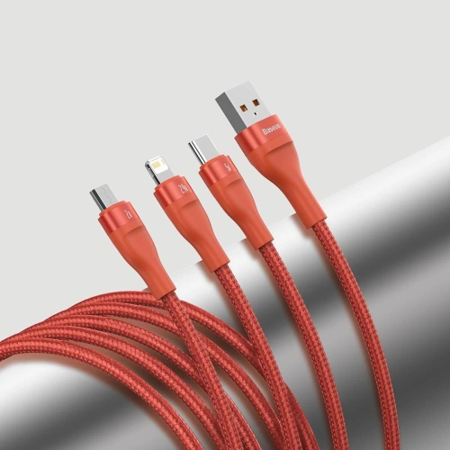 Kup Baseus 1.2m USB 3-in-1 Kabel Flash Series, USB-C + micro USB + Lightning, 40W, 5A, (orange) - BSU1896ORG - {ean13} - Sklep Home Screen