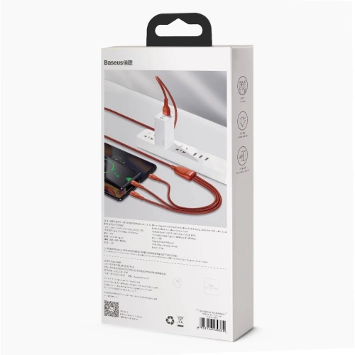 Kup Baseus 1.2m USB 3-in-1 Kabel Flash Series, USB-C + micro USB + Lightning, 40W, 5A, (orange) - BSU1896ORG - {ean13} - Sklep Home Screen