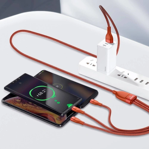 Kup Baseus 1.2m USB 3-in-1 Kabel Flash Series, USB-C + micro USB + Lightning, 40W, 5A, (orange) - BSU1896ORG - {ean13} - Sklep Home Screen