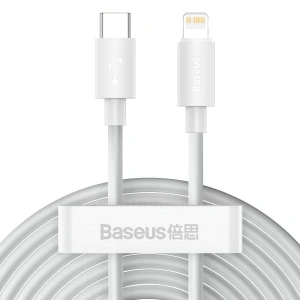 Buy Baseus Simple Wisdom Data Cable Kit USB-C to Lightning PD 20W (2PCS/Set) 1.5m White - BSU1897WHT - {ean13} - Home Screen Store Europe