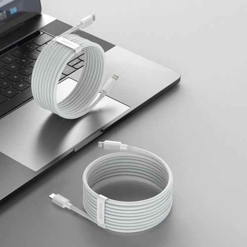 Buy Baseus Simple Wisdom Data Cable Kit USB-C to Lightning PD 20W (2PCS/Set) 1.5m White - BSU1897WHT - {ean13} - Home Screen Store Europe