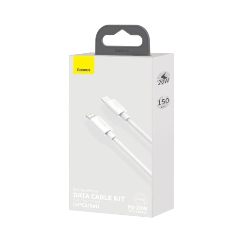 Kup Baseus 1.5m USB-C zu Lightning Kabel Simple Wisdom, PD, 20W, (weiß) 2 Stk. - BSU1897WHT - {ean13} - Sklep Home Screen