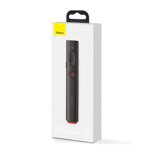 Kup Controler multifuncțional Baseus Orange Dot pentru prezentări, cu indicator laser, fără baterii (negru) - BSU1898BLK - {ean13} - Sklep Home Screen