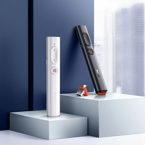 Kup Baseus Multifunktions-Fernbedienung Orange Dot für Präsentationen, mit Laserpointer, ohne Batterien (weiß) - BSU1899WHT - {ean13} - Sklep Home Screen