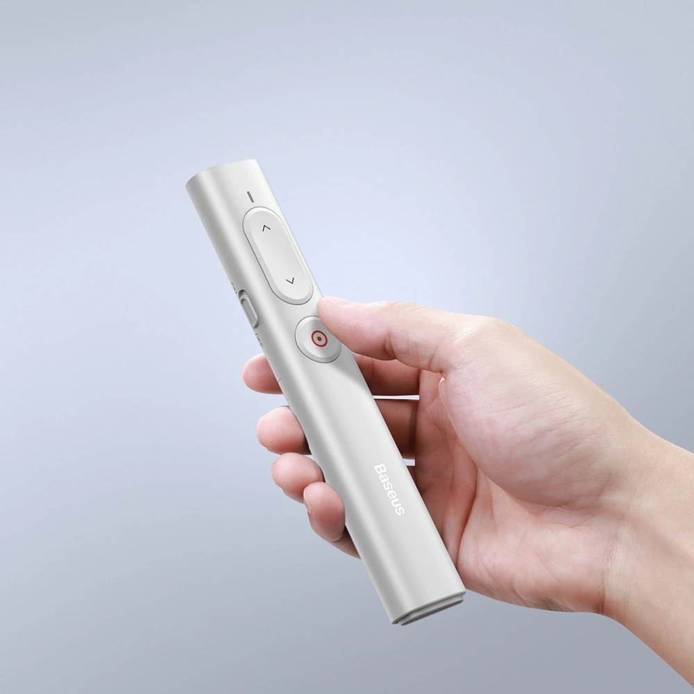 Wielofunkcyjny pilot Baseus Orange Dot do prezentacji, ze wskaźnikiem laserowym, bez baterii (biały)