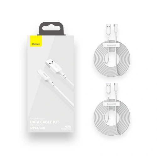 Kup Kabel USB-C Baseus Simple Wisdom, 40W, 5A, 1.5m (alb) 2buc. - BSU1917WHT - {ean13} - Sklep Home Screen