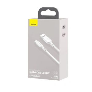 Buy Baseus Simple Wisdom Data Cable Kit USB to Type-C 5A 1.5m White - BSU1917WHT - {ean13} - Home Screen Store Europe