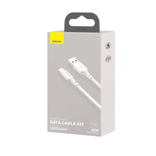 Kup Kabel USB-C Baseus Simple Wisdom, 40W, 5A, 1.5m (alb) 2buc. - BSU1917WHT - {ean13} - Sklep Home Screen