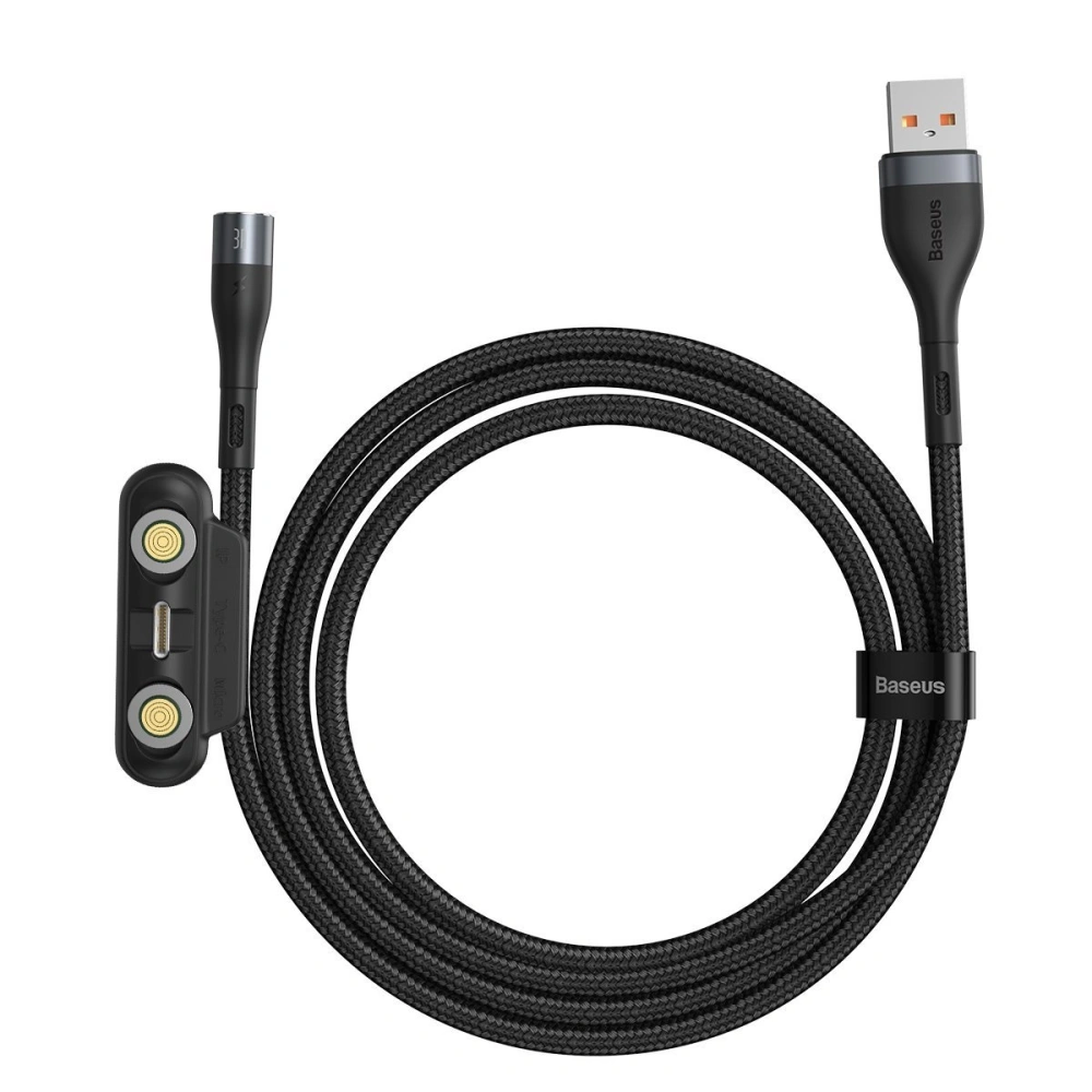 Kabel USB Baseus Fast 4w1 USB do USB-C / Lightning / Micro 5A 1m (szary + czarny)