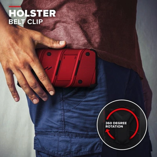 Kup Páncél tok Zizo Bolt Cover Apple iPhone 12/12 Pro 9H üveggel a kijelzőn + állvány & övcsat (piros/fekete) - ZIZ057REDBLK - {ean13} - Sklep Home Screen