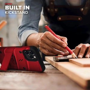 Kup Páncél tok Zizo Bolt Cover Apple iPhone 12/12 Pro 9H üveggel a kijelzőn + állvány & övcsat (piros/fekete) - ZIZ057REDBLK - {ean13} - Sklep Home Screen