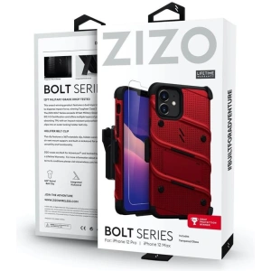 Kup Páncél tok Zizo Bolt Cover Apple iPhone 12/12 Pro 9H üveggel a kijelzőn + állvány & övcsat (piros/fekete) - ZIZ057REDBLK - {ean13} - Sklep Home Screen