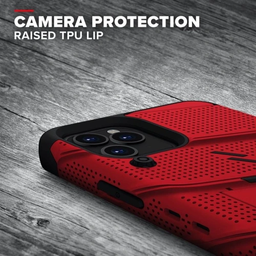 Kup Páncél tok Zizo Bolt Cover Apple iPhone 12/12 Pro 9H üveggel a kijelzőn + állvány & övcsat (piros/fekete) - ZIZ057REDBLK - {ean13} - Sklep Home Screen