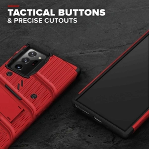 Kup Pancéřové pouzdro Zizo Bolt Cover Samsung Galaxy Note 20 Ultra + stojánek a držák na pásek (Červená/Černá) - ZIZ058REDBLK - {ean13} - Sklep Home Screen