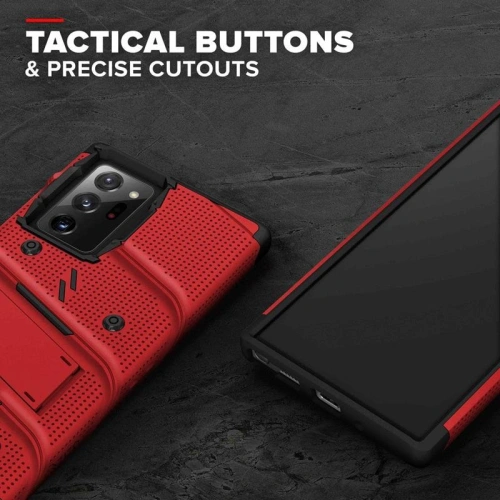 Kup Pancéřové pouzdro Zizo Bolt Cover Samsung Galaxy Note 20 Ultra + stojánek a držák na pásek (Červená/Černá) - ZIZ058REDBLK - {ean13} - Sklep Home Screen