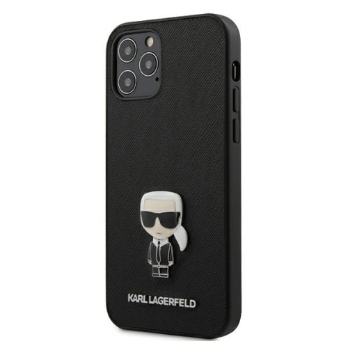 Kup Karl Lagerfeld Apple Tasche KLHCP12LIKMSBK iPhone 12 Pro Max schwarz/schwarz Hartschale Saffiano Ikonik Metall - KLD387BLK - {ean13} - Sklep Home Screen