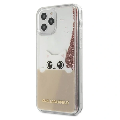 Kup Etui Karl Lagerfeld KLHCP12LPABGNU Apple iPhone 12 Pro Max różowo-złoty/pink gold hardcase PEEK A BOO Liquid Glitter - KLD389RS - {ean13} - Sklep Home Screen