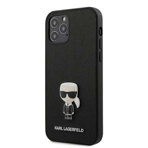 Kup Etui Karl Lagerfeld KLHCP12MIKMSBK Apple iPhone 12/12 Pro fekete/black hardcase Saffiano Ikonik Metal - KLD396BLK - {ean13} - Sklep Home Screen