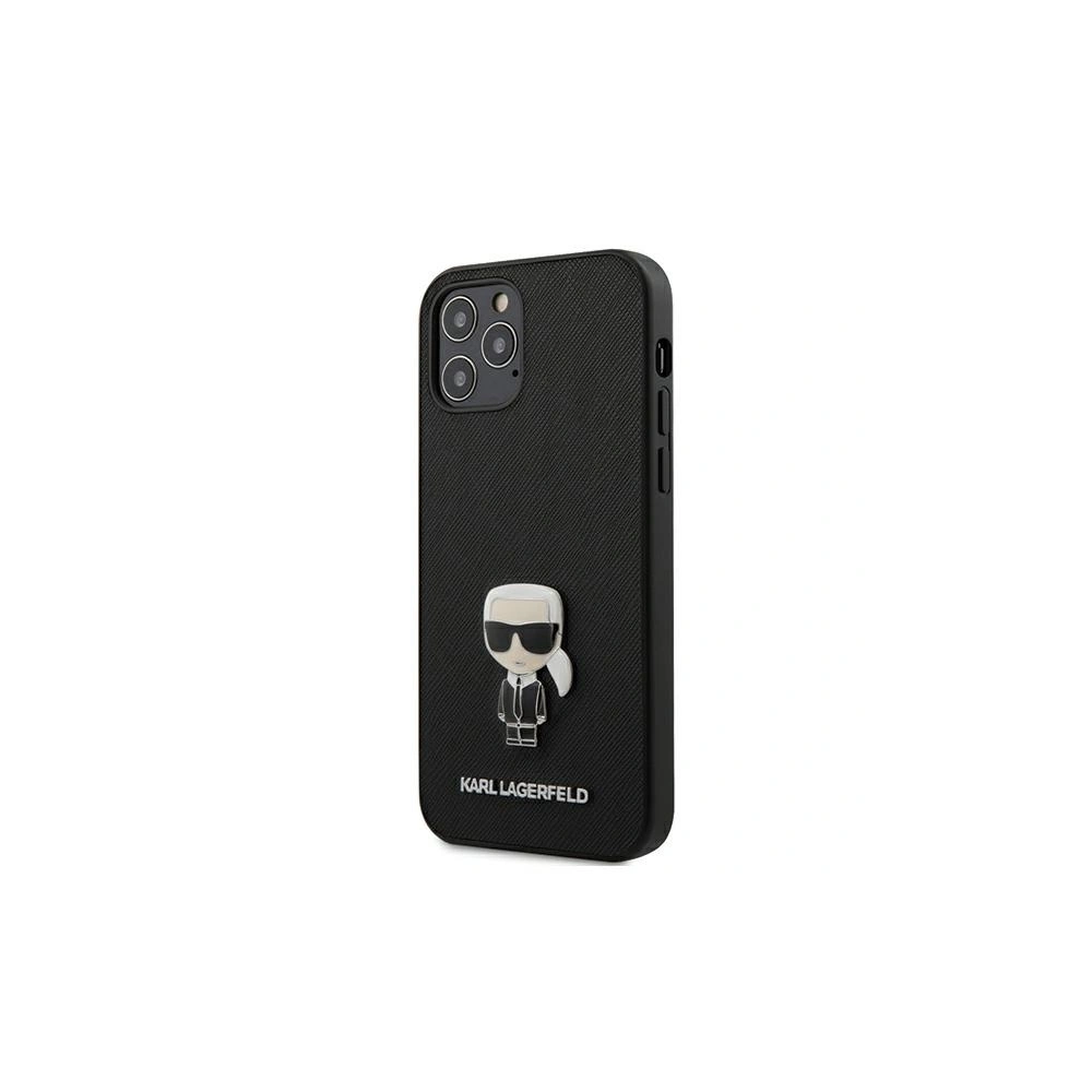 Etui Karl Lagerfeld KLHCP12MIKMSBK Apple iPhone 12/12 Pro czarny/black hardcase Saffiano Ikonik Metal