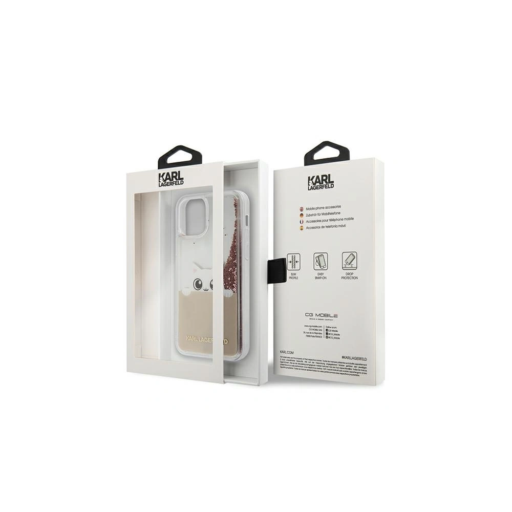 Etui Karl Lagerfeld KLHCP12MPABGNU Apple iPhone 12/12 Pro różowo-złoty/pink gold hardcase PEEK A BOO Liquid Glitter