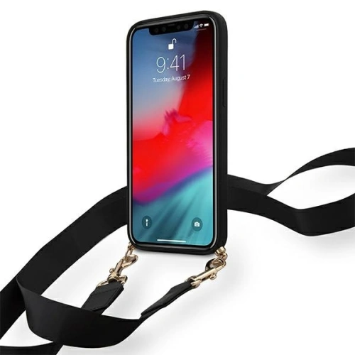 Kup Etui Guess GUHCP12LPUSTCRBK Apple iPhone 12 Pro Max černé/hardcase silikon s potištěným logem a popruhem - GUE730BLK - {ean13} - Sklep Home Screen