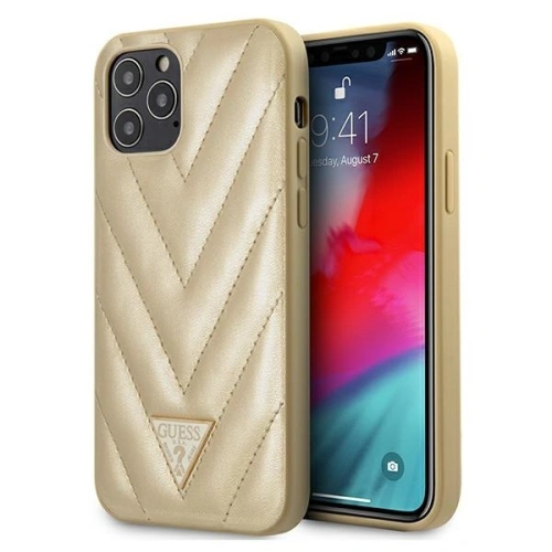 Kup Etui Guess GUHCP12LPUVQTMLBE Apple iPhone 12 Pro Max aurie/gold hardcase V-Quilted Collection - GUE731GLD - {ean13} - Sklep Home Screen