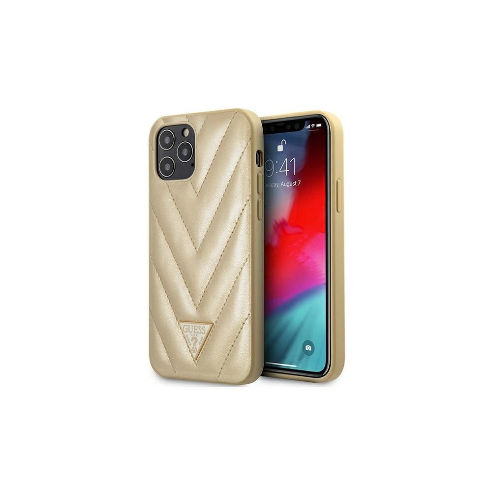 Etui Guess GUHCP12LPUVQTMLBE Apple iPhone 12 Pro Max złoty/gold hardcase V-Quilted Collection