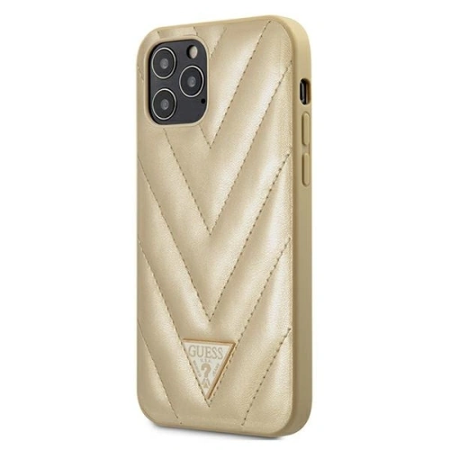 Kup Etui Guess GUHCP12LPUVQTMLBE Apple iPhone 12 Pro Max aurie/gold hardcase V-Quilted Collection - GUE731GLD - {ean13} - Sklep Home Screen
