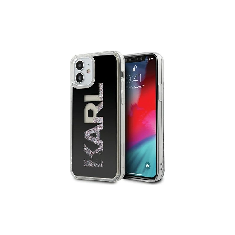 Etui Karl Lagerfeld KLHCP12SKLMLBK Apple iPhone 12 mini czarny/black hardcase Karl Logo Glitter