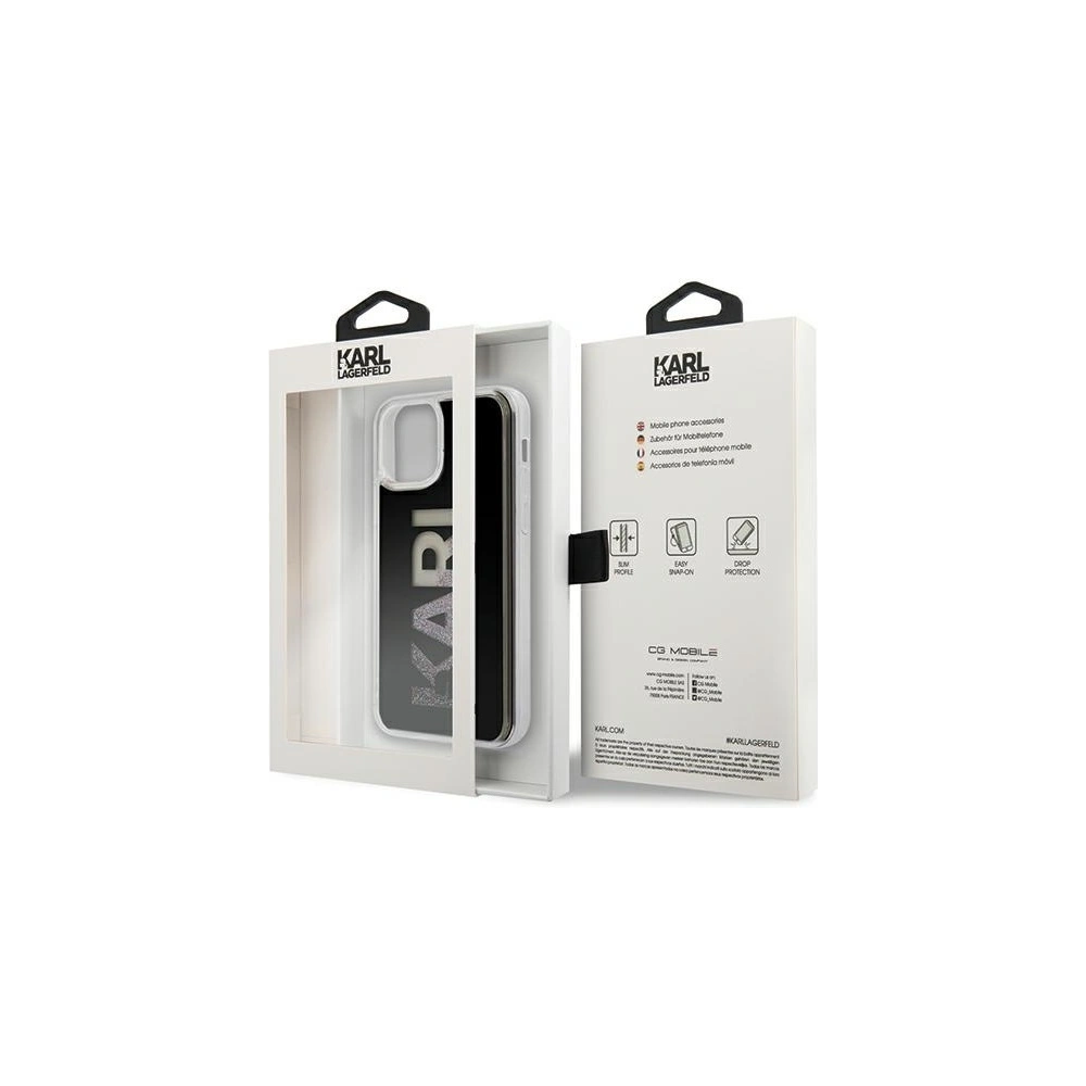 Etui Karl Lagerfeld KLHCP12SKLMLBK Apple iPhone 12 mini czarny/black hardcase Karl Logo Glitter