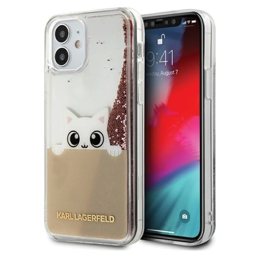 Kup Etui Karl Lagerfeld KLHCP12SPABGNU Apple iPhone 12 mini růžovo-zlatý/pink gold hardcase PEEK A BOO Liquid Glitter - KLD406RS - {ean13} - Sklep Home Screen