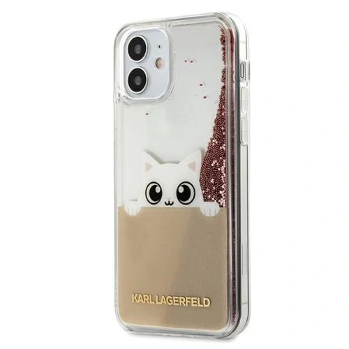 Kup Etui Karl Lagerfeld KLHCP12SPABGNU Apple iPhone 12 mini růžovo-zlatý/pink gold hardcase PEEK A BOO Liquid Glitter - KLD406RS - {ean13} - Sklep Home Screen