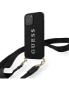 Etui Guess GUHCP12MPUSTCRBK Apple iPhone 12/12 Pro negru/czarny hardcase Silicon Logo Imprimat Curea