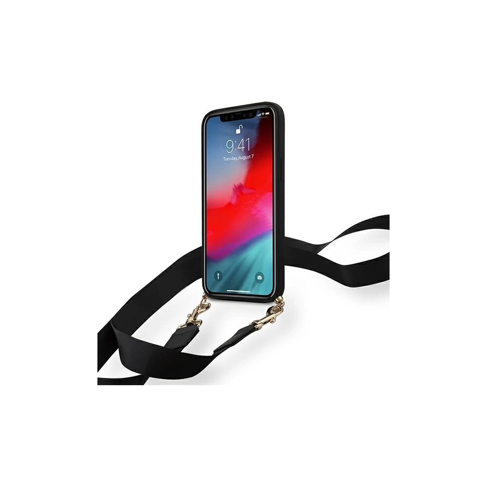 Etui Guess GUHCP12MPUSTCRBK Apple iPhone 12/12 Pro black/czarny hardcase Silicone Printed Logo Strap