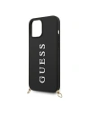 Kup Etui Guess GUHCP12MPUSTCRBK Apple iPhone 12/12 Pro černé/hardcase silikon s potiskem loga a popruhem - GUE746BLK - {ean13} - Sklep Home Screen