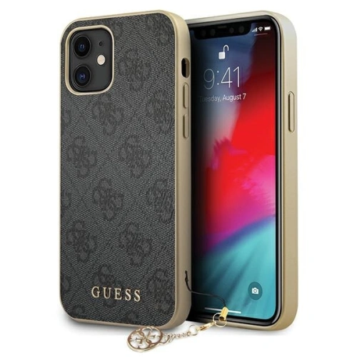 Buy Guess GUHCP12SGF4GGR Apple iPhone 12 mini grey hardcase 4G Charms Collection - GUE752GRY - {ean13} - Home Screen Store Europe