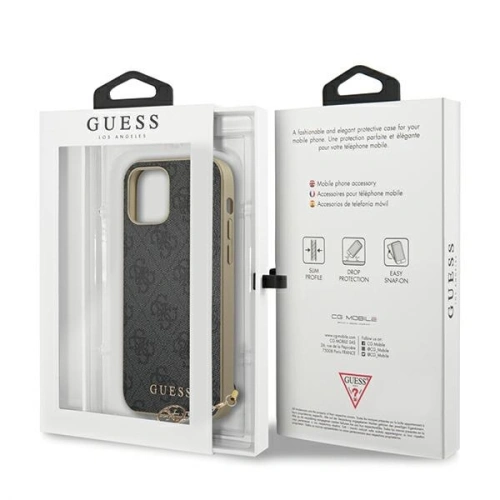 Kup Etui Guess GUHCP12SGF4GGR Apple iPhone 12 mini szary/grey hardcase 4G Charms Collection - GUE752GRY - {ean13} - Sklep Home Screen