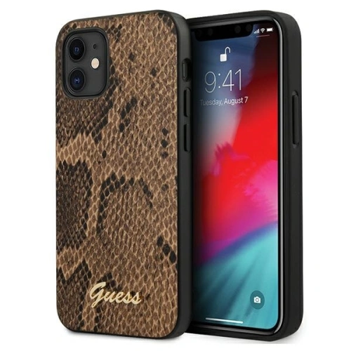 Kup Etui Guess GUHCP12SPUSNSMLBR Apple iPhone 12 mini barna/brown hardcase Script Python Collection - GUE759BR - {ean13} - Sklep Home Screen