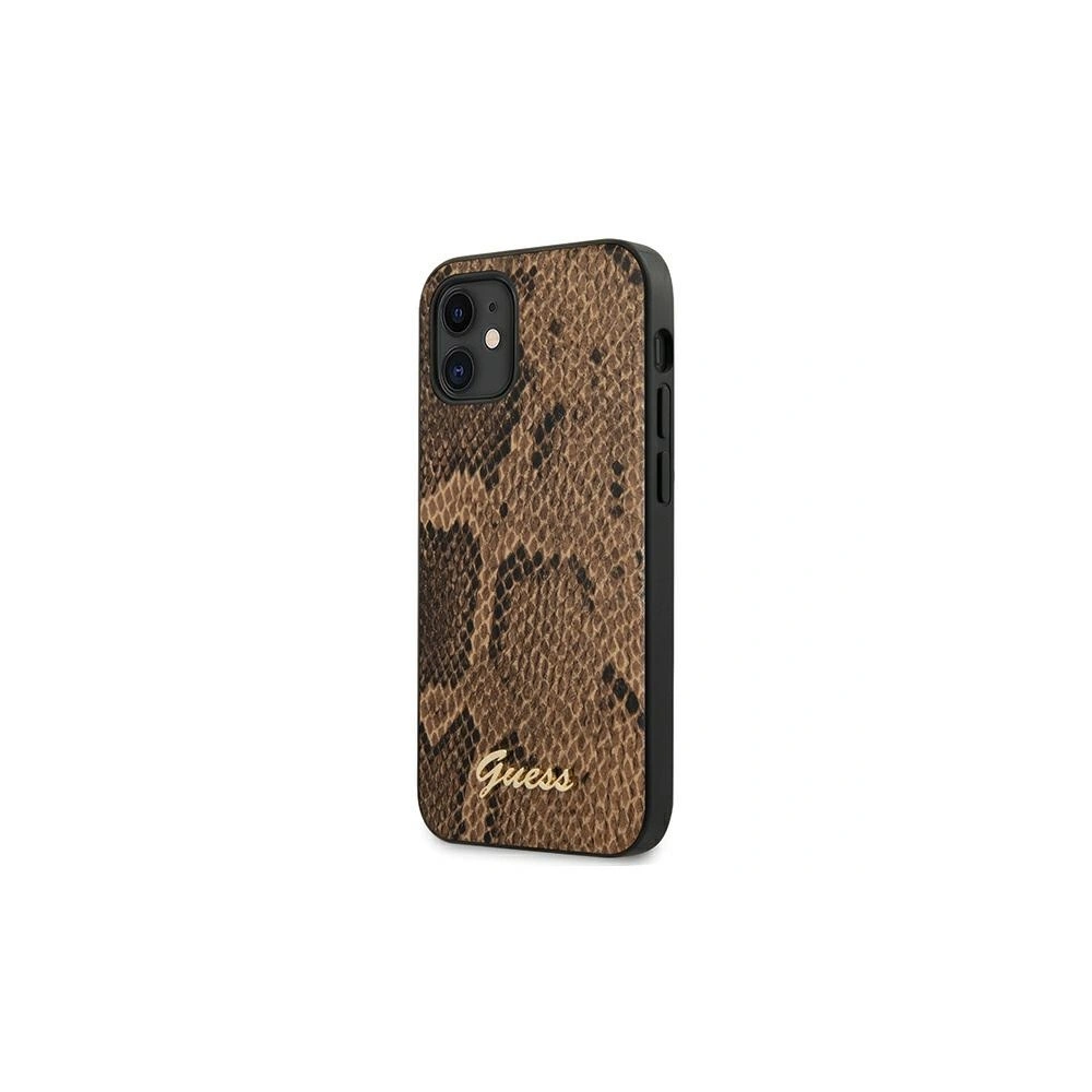 Etui Guess GUHCP12SPUSNSMLBR Apple iPhone 12 mini brązowy/brown hardcase Script Python Collection