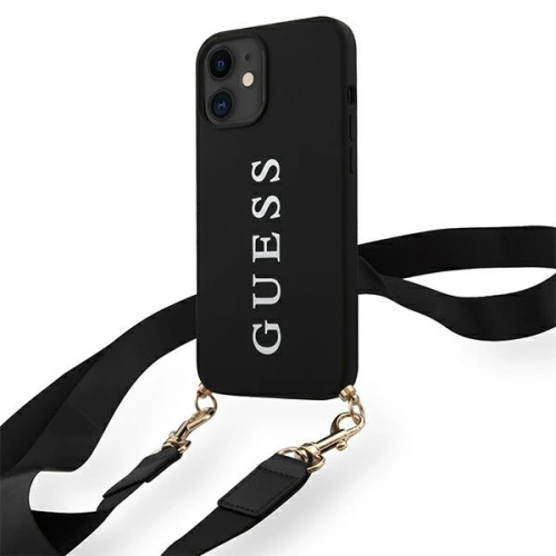 Kup Etui Guess GUHCP12SPUSTCRBK Apple iPhone 12 mini negru/czarny hardcase Silicone Printed Logo Strap - GUE760BLK - {ean13} - Sklep Home Screen