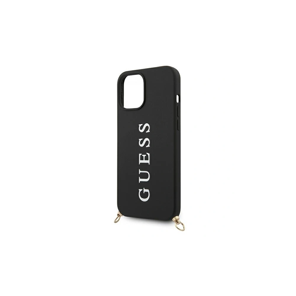 Etui Guess GUHCP12SPUSTCRBK Apple iPhone 12 mini black/czarny hardcase Silicone Printed Logo Strap