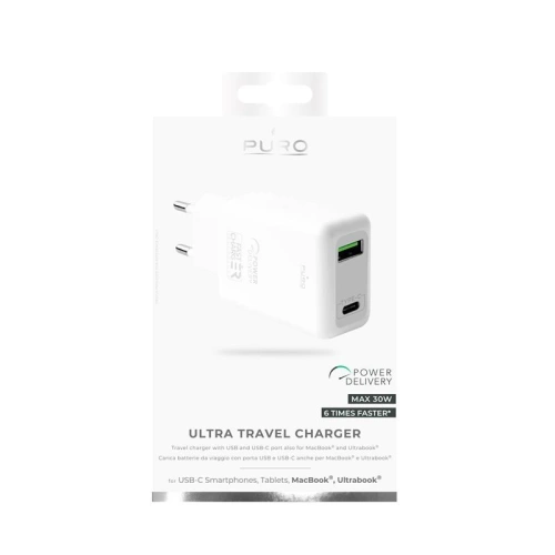 Kup Încărcătorul de rețea Puro Fast Travel Charger USB-C + USB-A 30W (alb) - PUR365WHT - {ean13} - Sklep Home Screen