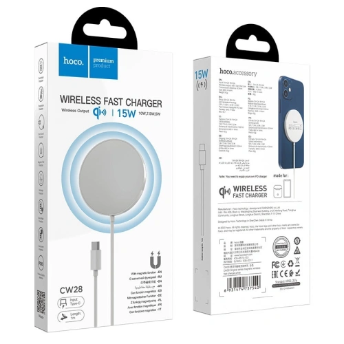 Kup Încărcător wireless hoco CW28 cu MagSafe 15W Alb - HCO001BLK - {ean13} - Sklep Home Screen