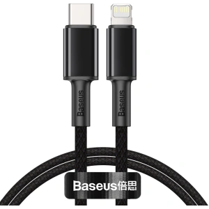 Buy Baseus High Density Braided Cable Type-C to Lightning, PD, 20W, 1m (Black) - BSU1944BLK - {ean13} - Home Screen Store Europe