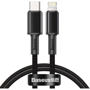 Kabel USB-C do Lightning Baseus High Density Braided, 20W, 5A, PD, 2m (czarny)