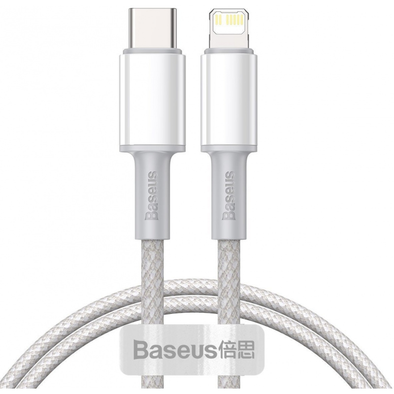 Kup Kabel USB-C do Lightning Baseus High Density Braided, 20W, 5A, PD, 1m (biały) - 6953156231924 - BSU1946WHT - Homescreen.pl